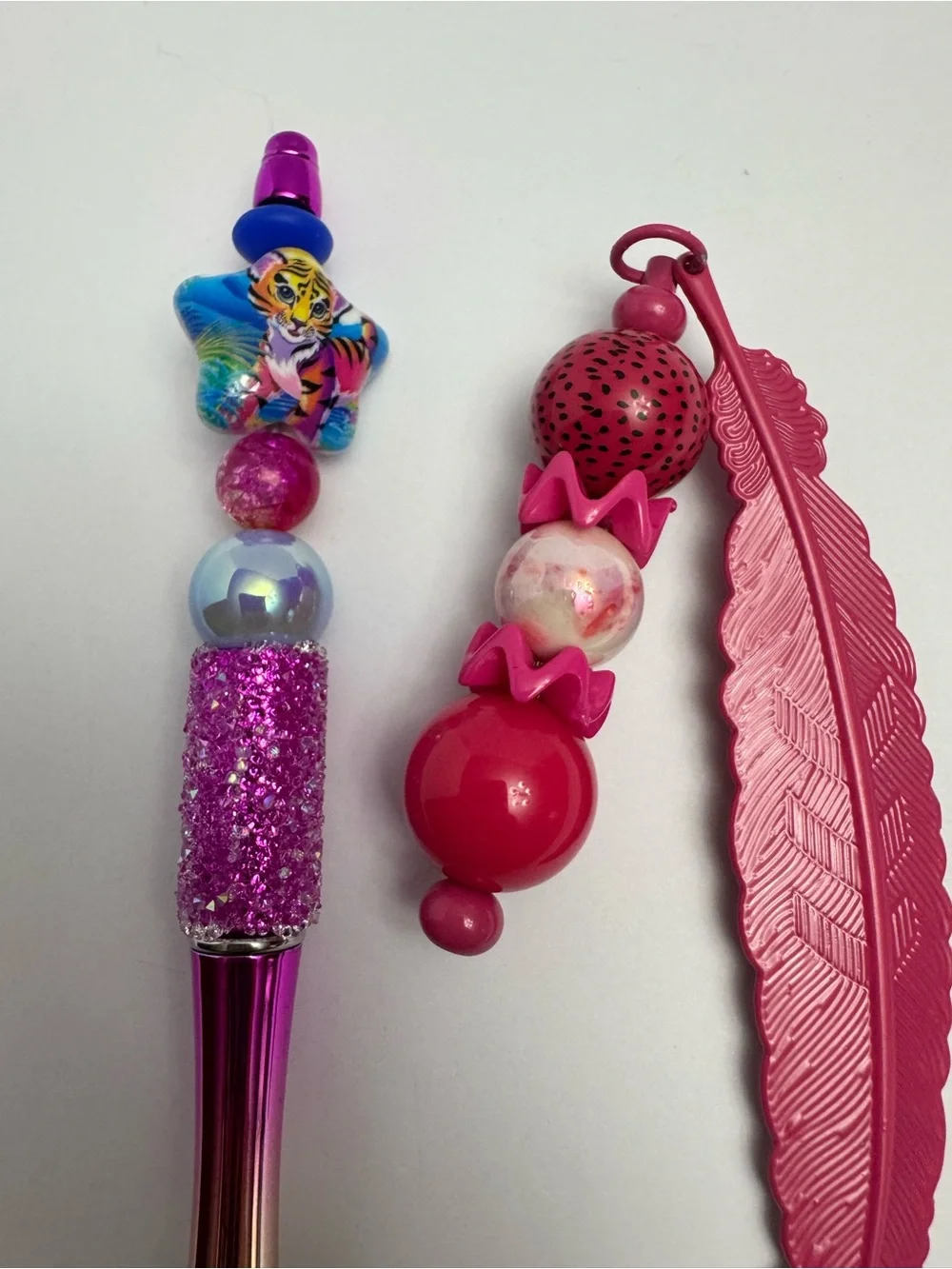 Pink Beaded Pen and Bookmark
